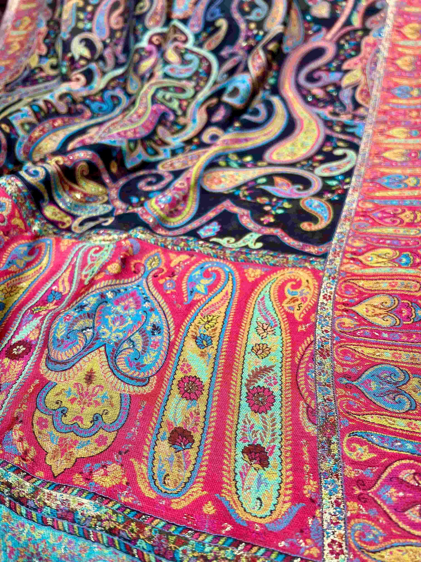 Zari Kani Shawl Dupata (80" x 40") – Handwoven Kani Pashmina Cashmere Dupatta by Kinocart