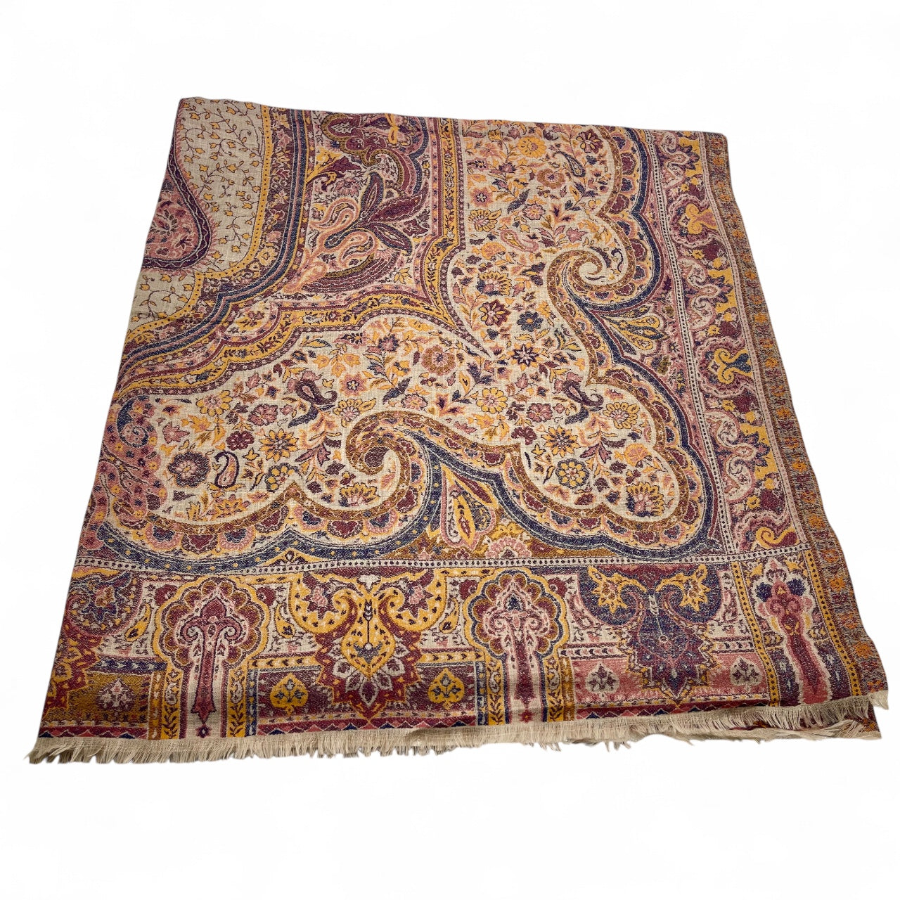 Handmade Pure Pashmina Cashmere Kani Shawl – Paisley (Butta) Panel Design | Kinocart