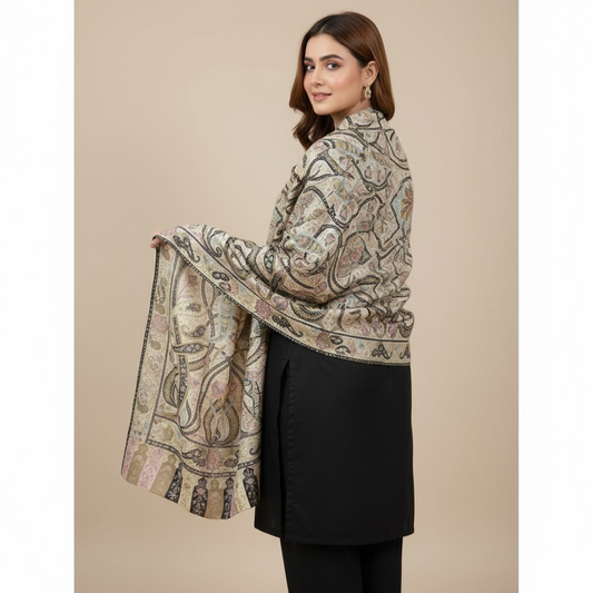 Premium Handmade Kalamkari Shawl – Artisanal Kashmiri Elegance by Kinocart