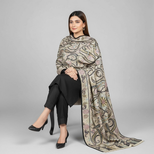 Premium Handmade Kalamkari Shawl – Artisanal Kashmiri Elegance by Kinocart