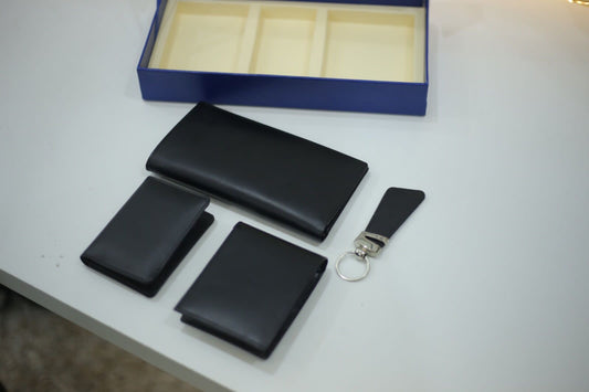 Premium Leather Gift Set – Long Wallet, Classic Wallet, Coin & Sim Pouch & Keychain | KinoCart