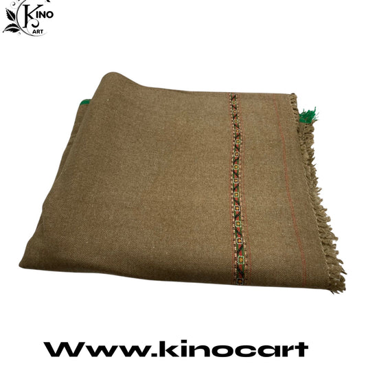 Luxurious Brown Angura Woollen Shawl with Red Stripes | Swati, Salampur, and Bannu Handmade Shawl