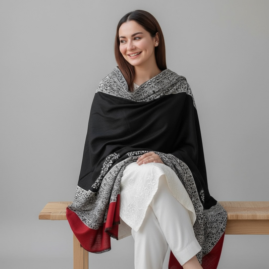 Premium Kani Pashmina Shawl – Border Design Collection (12 Colors)