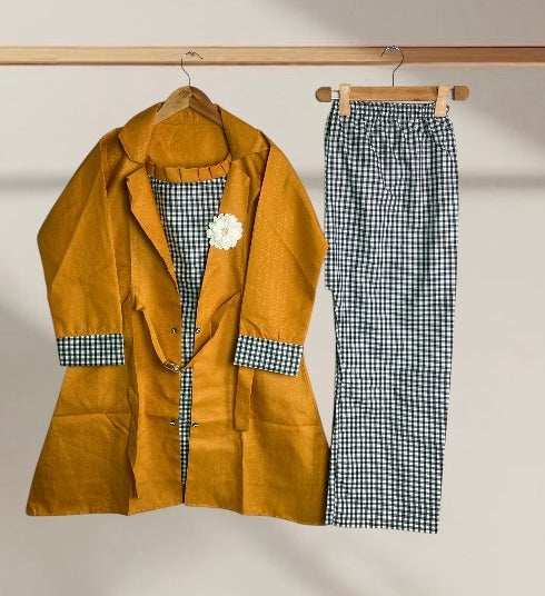 Two-Piece Western Mustard Girls' Outfit – Ready to Wear & Stylish