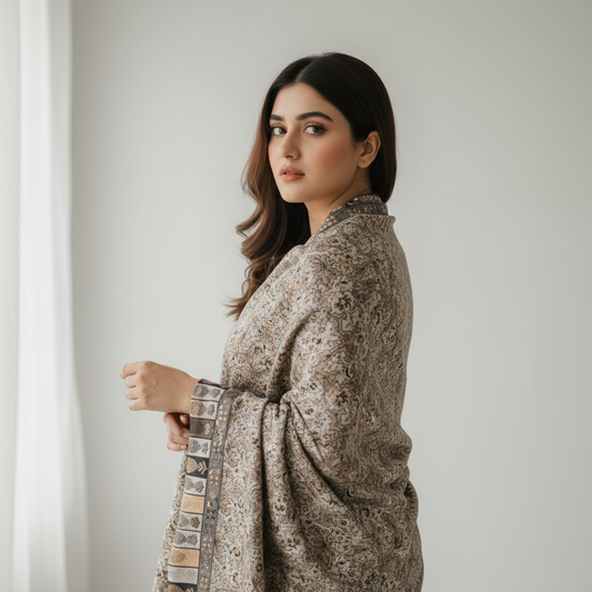 Premium Kalamkari Shawl – Handcrafted Kashmiri Art Wrap | Kinocart