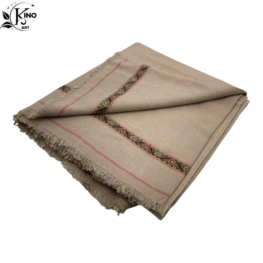 Swati Angora  Pure Woollen Shawl with Red Stripes