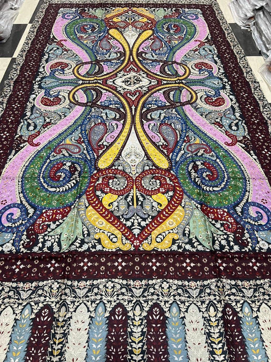 Handmade Multicolor Kalamkari Shawl from Kashmir – Premium Cashmere Wool | Kinocart