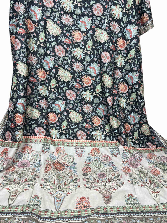 Black Kalamkar Pashmina Shawl 