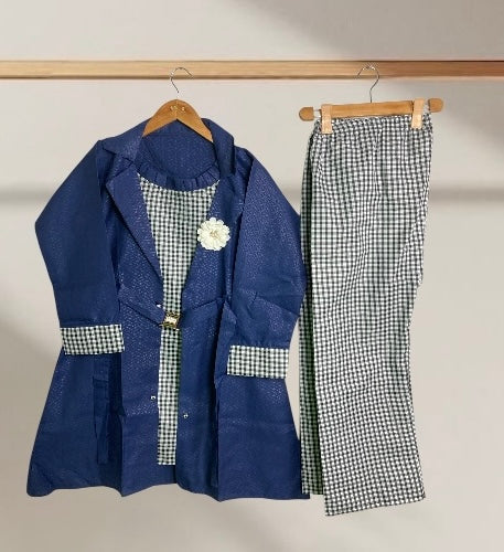 Two-Piece Western Navy Blue Girls' Outfit – Ready to Wear & Stylish