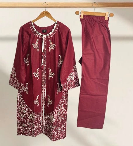 Red Embroidered Shalwar Kameez for Mid-Season | Elegant & Timeless Outfit