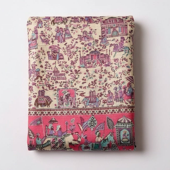 Folded image of Pink Jangal kani pashmina shawl