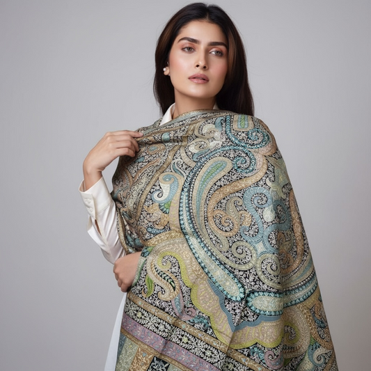 Premium Kalamkari Pashmina Shawl – Handcrafted Heritage Elegance by Kinocart