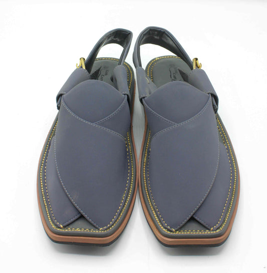 Blue Nubuck Leather Peshawari Chappal | Medicated Sole, Waterproof | Tyre Sole Peshawari Kerri