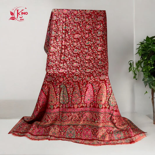 Wine Red Kani Pashmina Shawl