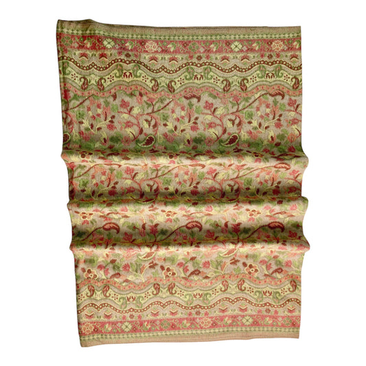 Golden Pashmina Kani Stole - Handwoven Lightweight Luxury with Floral Design