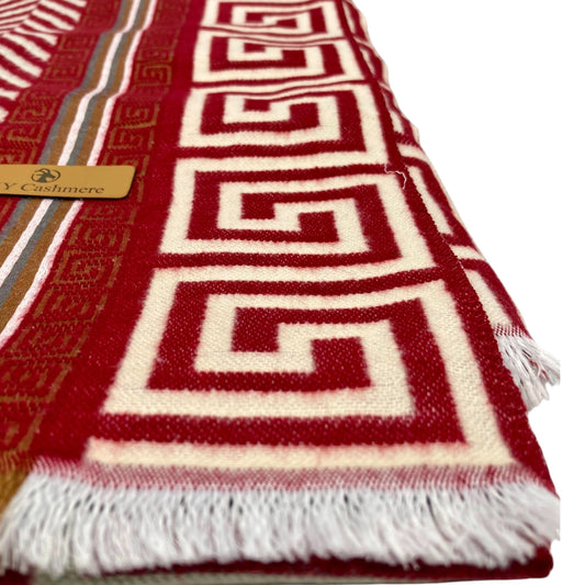 Vibrant Red and White Pure Woolen Stole – A Bold Winter Essential