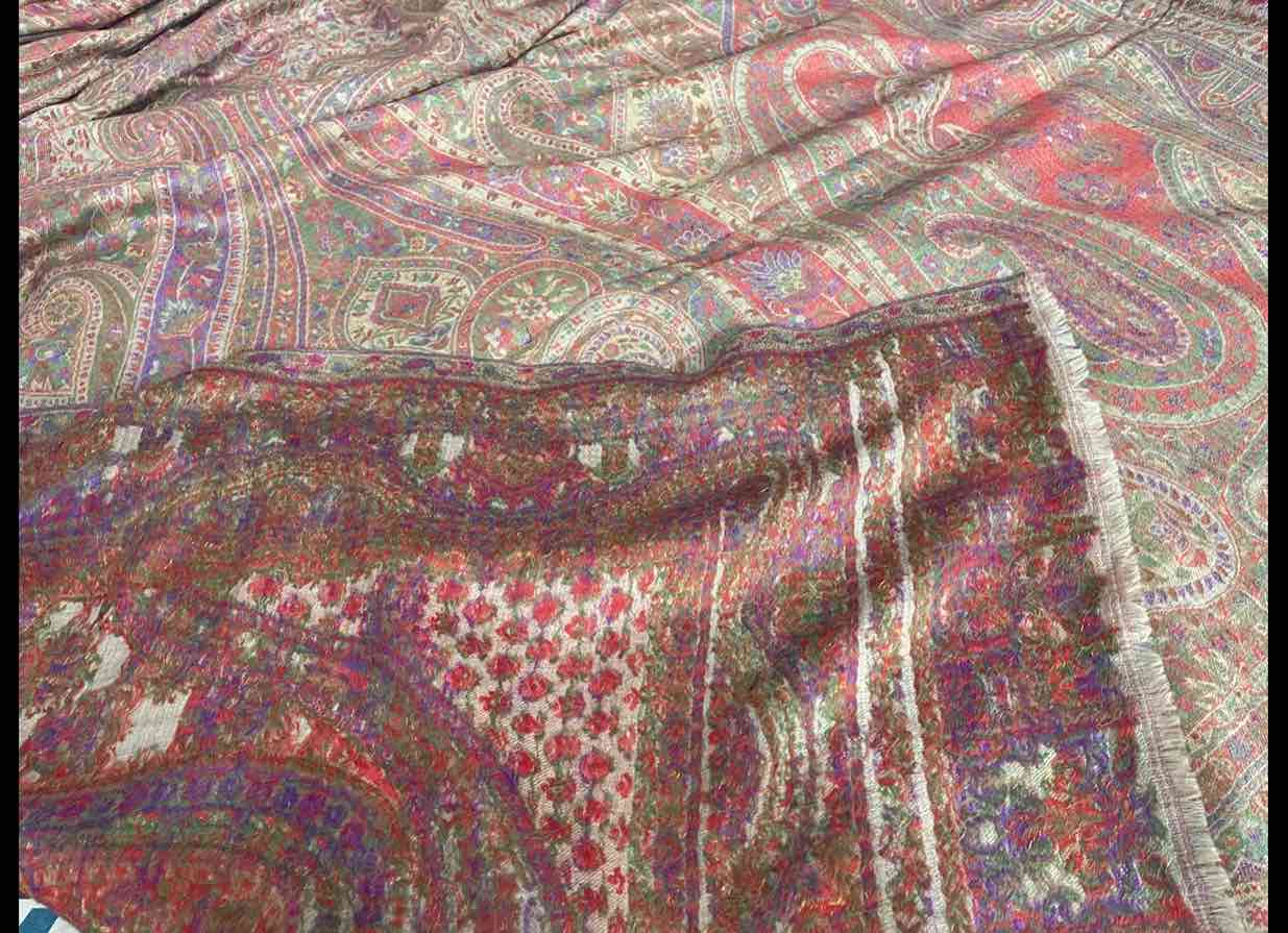 Pink Floral Kani Pashmina Cashmere Shawl