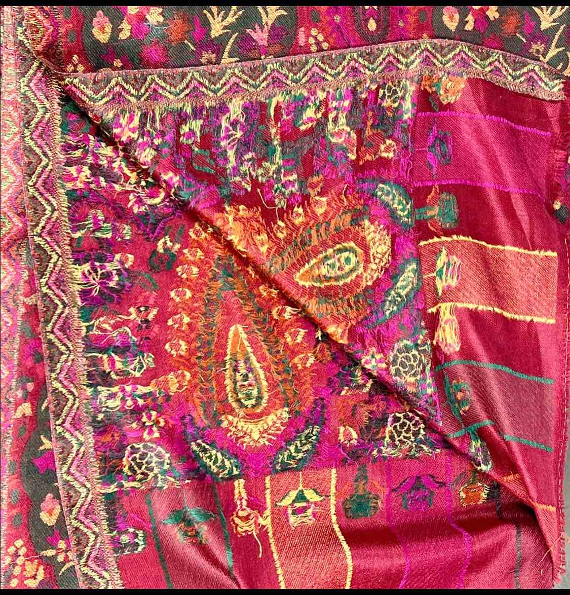 Crimson Red Kani Pashmina Shawl – Handwoven Cashmere Winter Shawl by Kinocart | Premium Kashmiri Kani