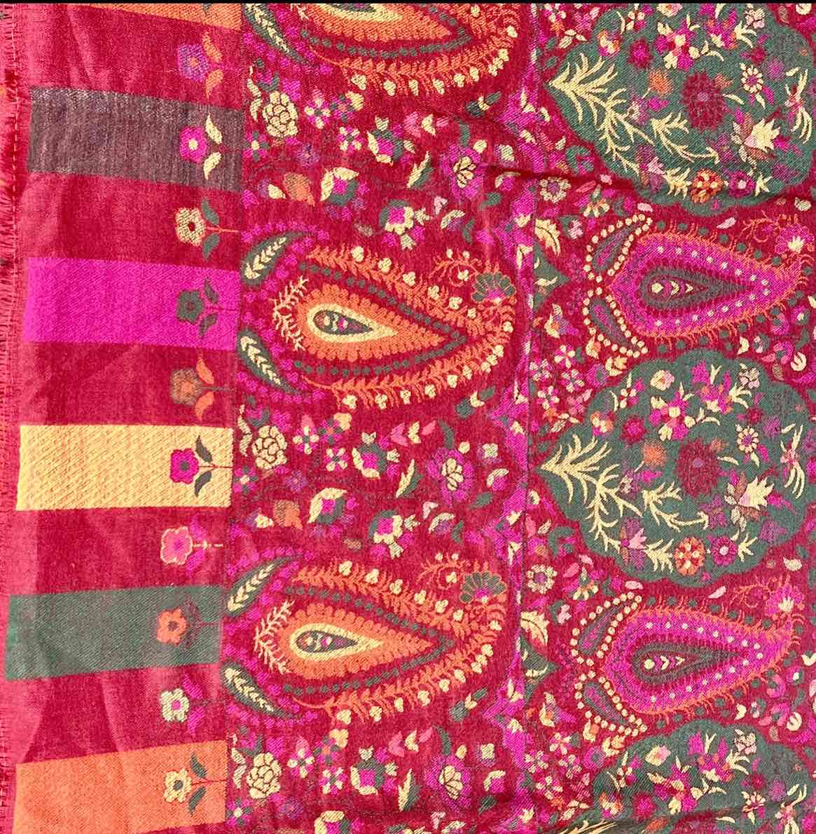 Crimson Red Kani Pashmina Shawl – Handwoven Cashmere Winter Shawl by Kinocart | Premium Kashmiri Kani