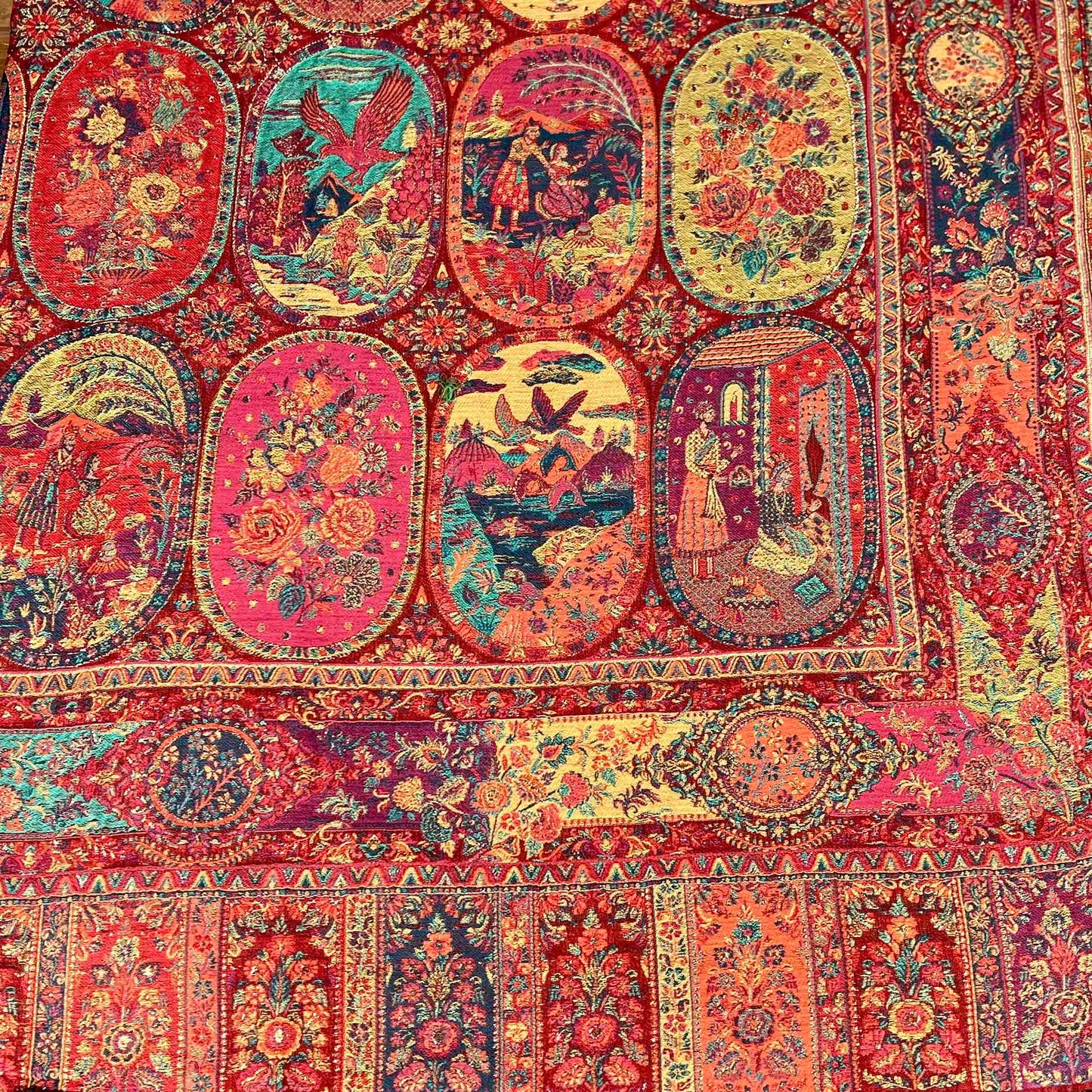 Kashmiri Red-Orange Kani Pashmina Dupata Shawl – Pure Cashmere Zari Bridal Wrap