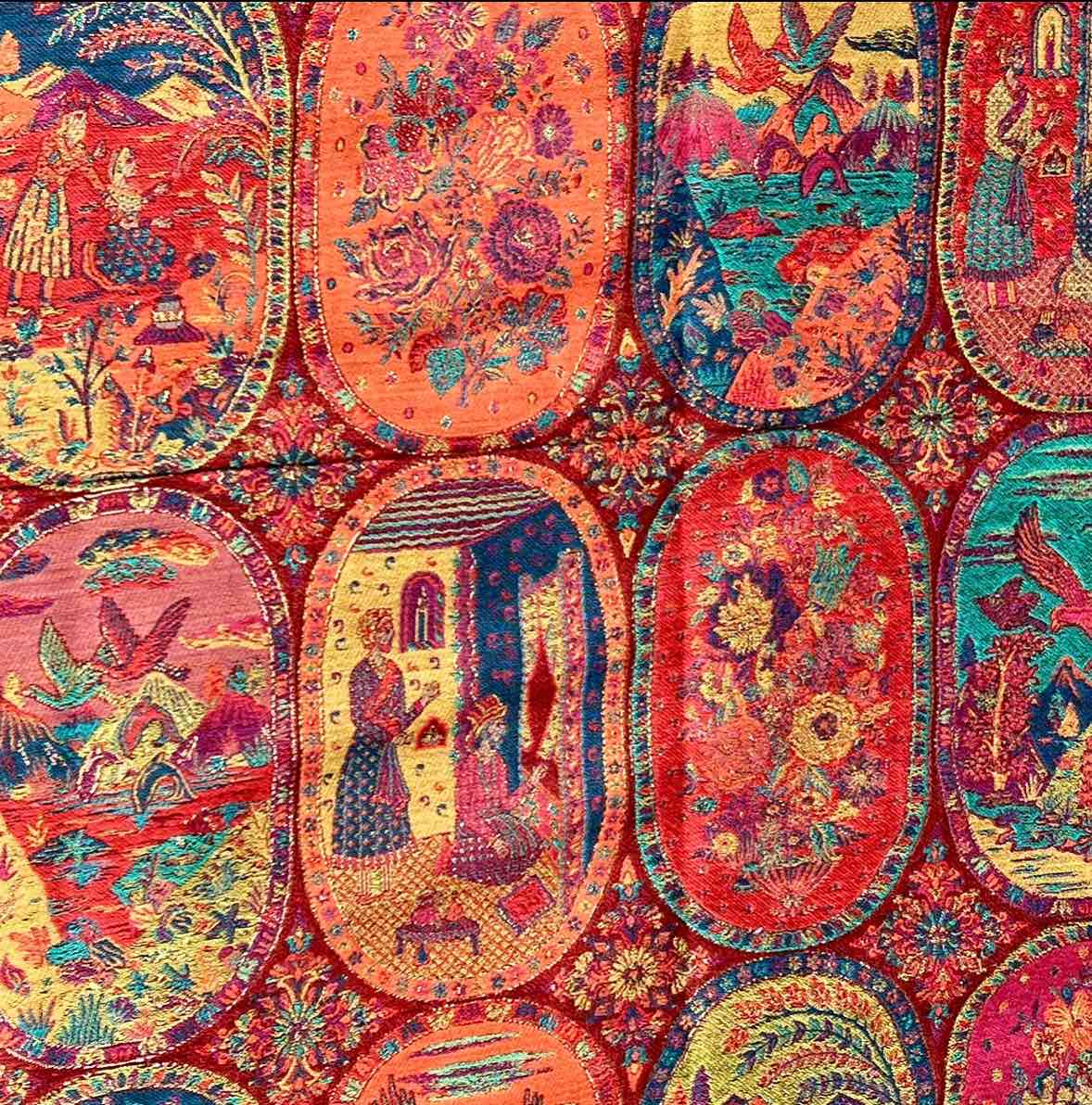 Kashmiri Red-Orange Kani Pashmina Dupata Shawl – Pure Cashmere Zari Bridal Wrap