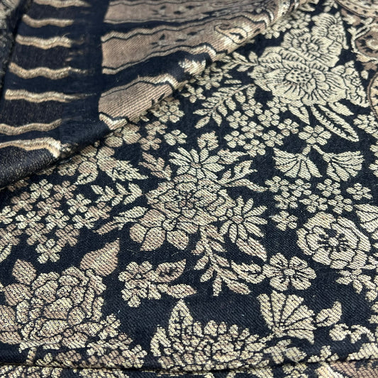 Black Zari Pashmina Shawl | Handwoven Gold & Black | kinoCart