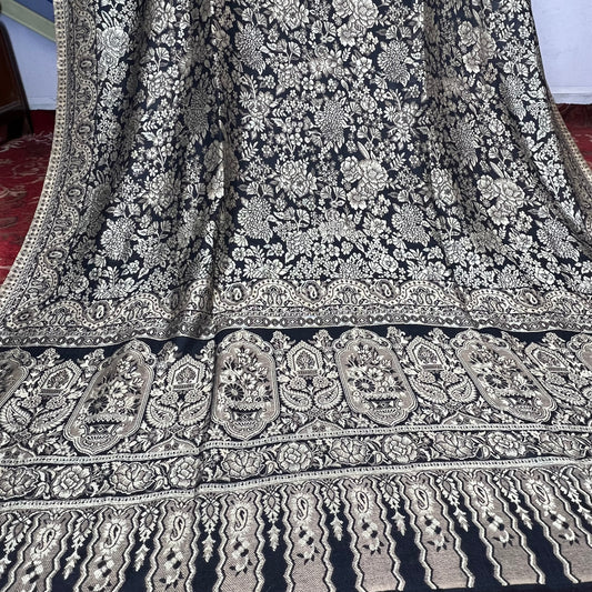 Black Zari Pashmina Shawl | Handwoven Gold & Black | kinoCart