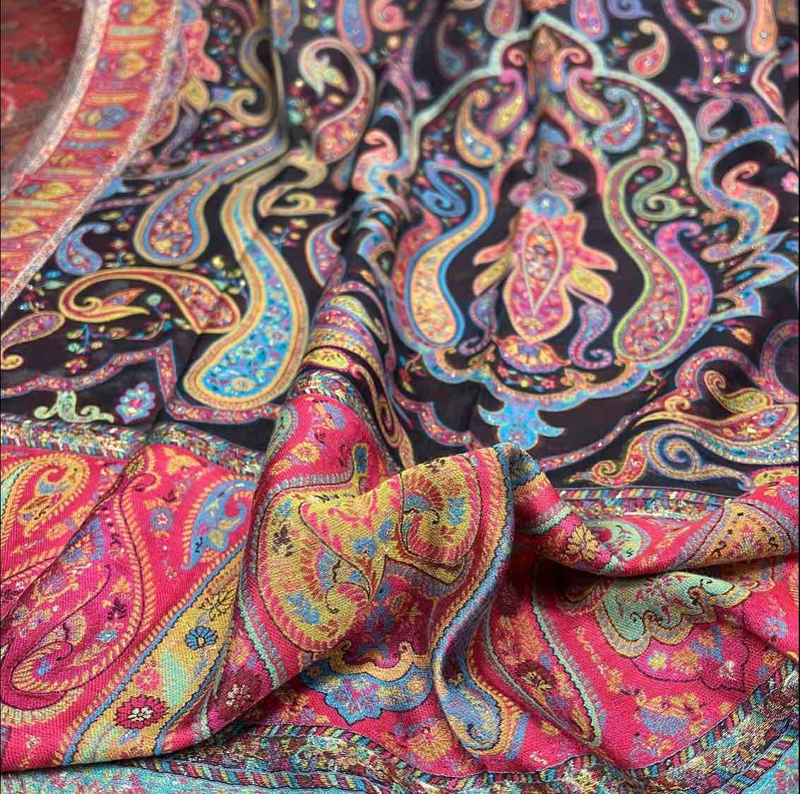 Zari Kani Shawl Dupata (80" x 40") – Handwoven Kani Pashmina Cashmere Dupatta by Kinocart