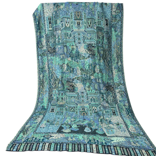 Scenic Pashmina Dupatta | Handwoven Teal & Blue | kinoCart