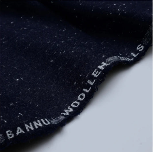 Navy Blue Doted Donegal Woollen Fabric – Luxury Winter Suiting | Bannu Woollen Style