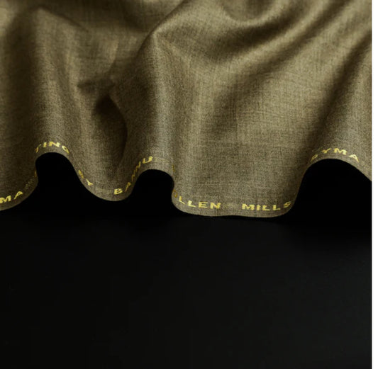 Byma Bannu Wool Suiting | Classic Brown & Olive Pure Wool