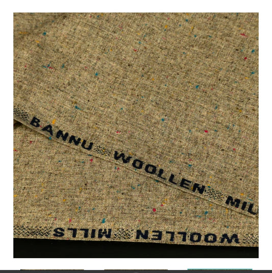 Bannu Woollen Mills Brown Speckled Fabric | Tweed Style Pure Wool Since 1953