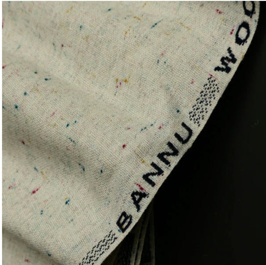 Bannu Woollen Donegal Cream Fabric | Donegal Wool Suiting for Gents
