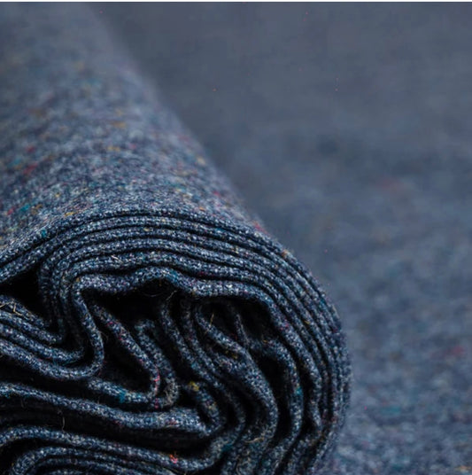 Blue Donegal Woollen Fabric – Premium Winter Suiting | Luxury Tweed Style