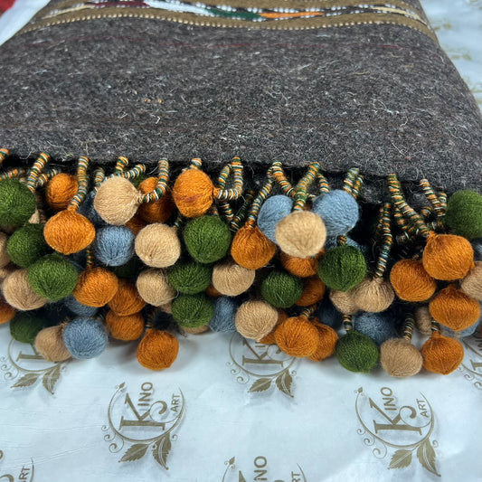 Swati Sharri Shawl | Traditional Woven Wool & Pom-Poms