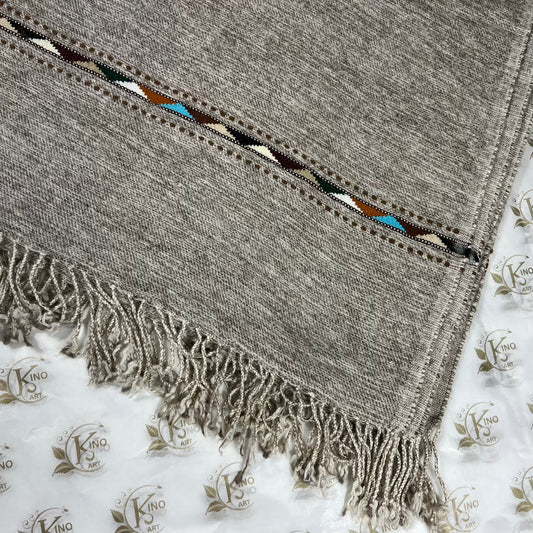 Silver Grey Swati Shawl | Authentic Handmade Woven Wool Accessory