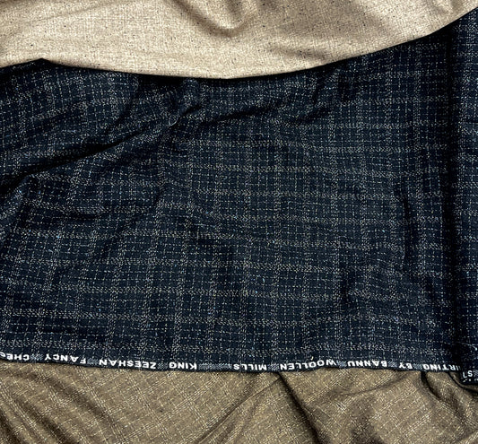 New 2025 Design King Check Bannu Woollen Fabric – Luxury Winter Suiting | Bannu Woollen Mills
