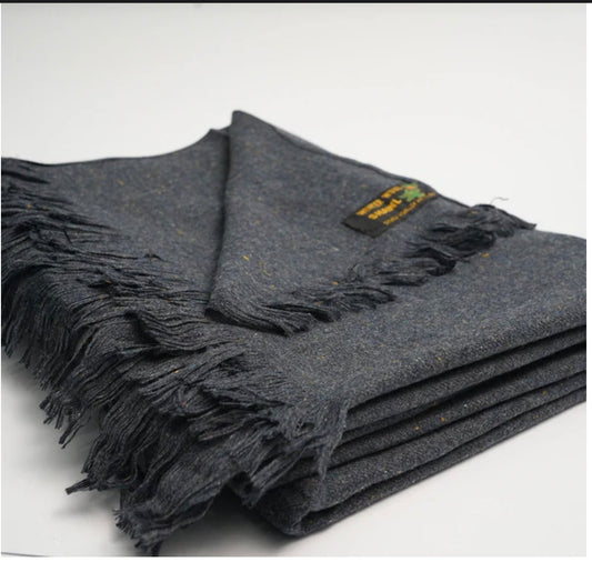 Dotted Dark Grey Bannu Woollen Mill Shawl – Kinocart Premium Warm Winter Collection