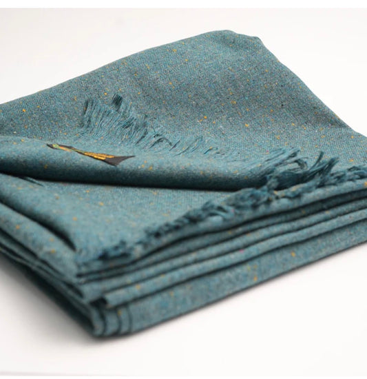 Teal Blue Bannu Woollen Mill Shawl – Kinocart Premium Soft & Warm Winter Collection