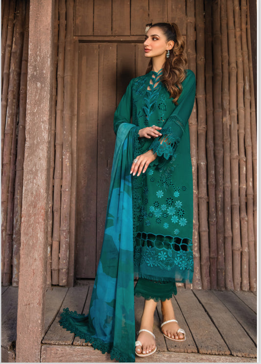 Sea Green Rang Rasiya Branded Suit Carnations Edition