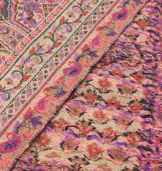 Pink Floral Kani Pashmina Cashmere Shawl