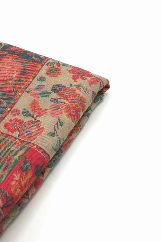 Luxurious Handwoven kani Pashmina Shawl: Brown with Multicolor Accents