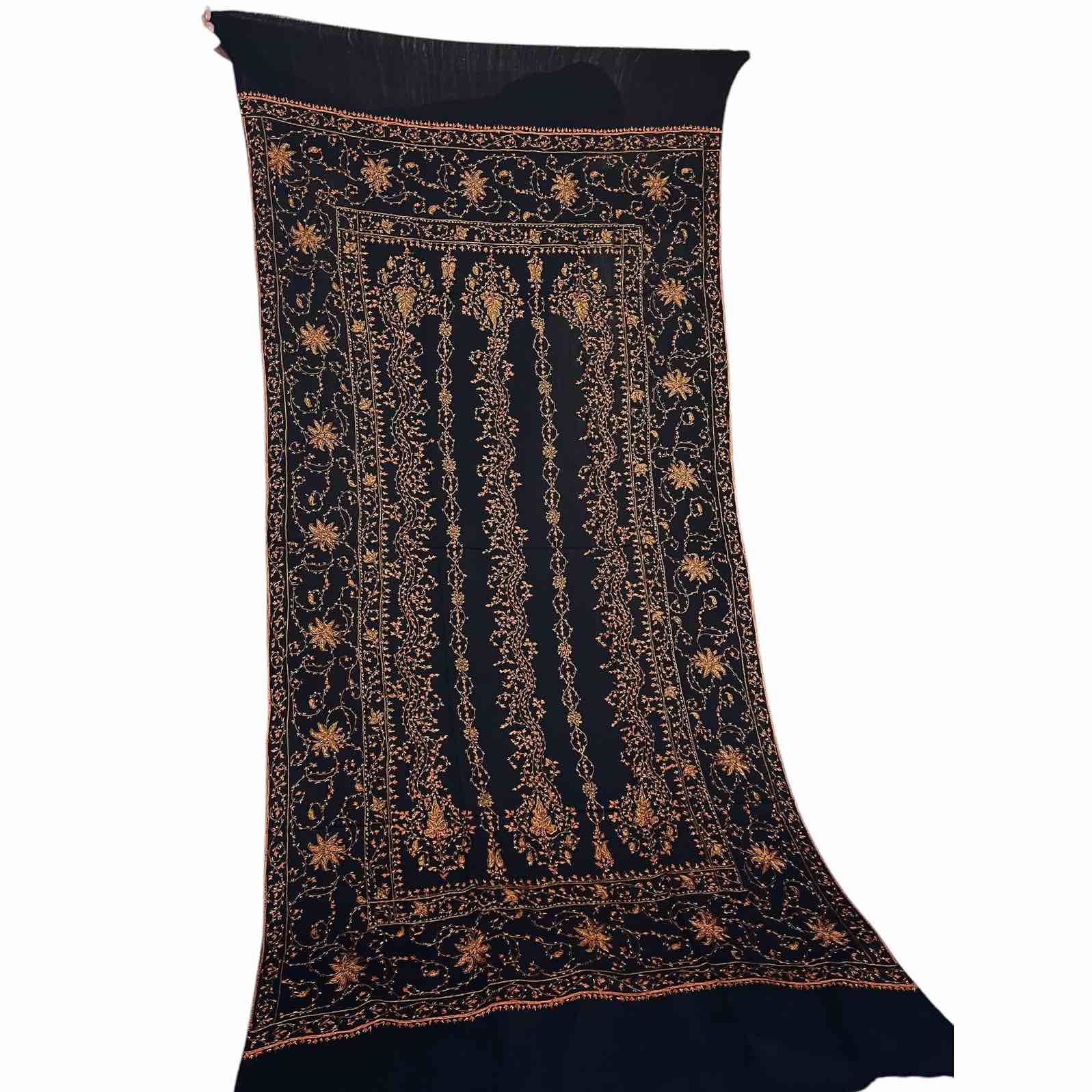 Needle Work Black Pashmina shawl