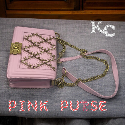 Stylish Pink Handbag with Gold Chain
