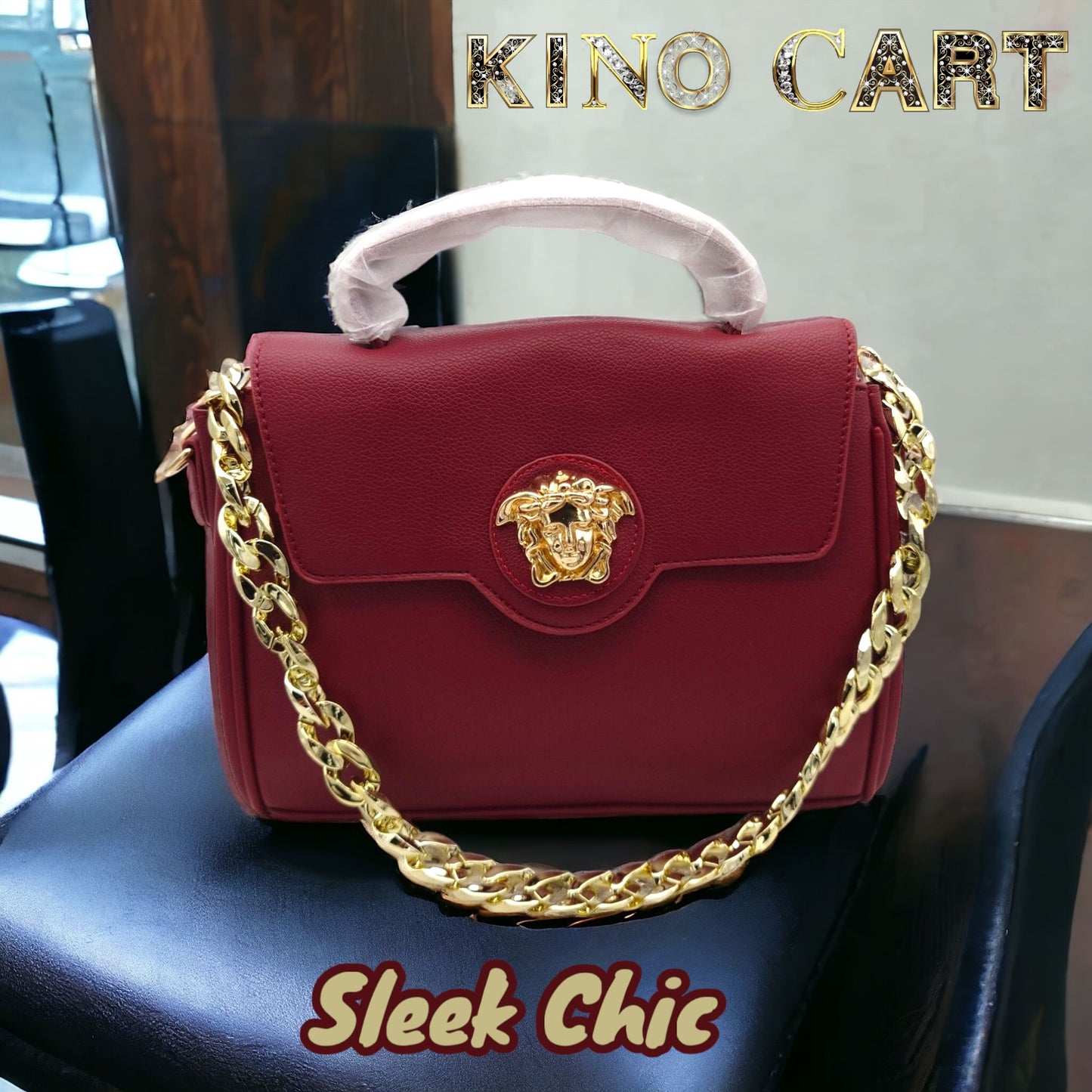 Red Handbag with Golden Chain In Pakistan