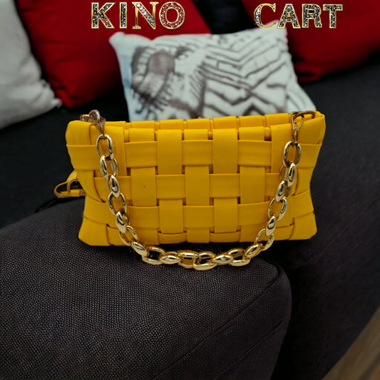 Sunshine Yellow Crossbody Bag: Golden Chain & Strap