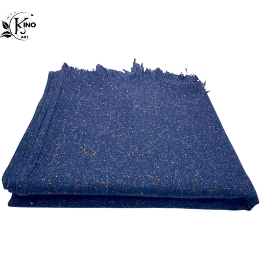 Blue Bannu Woollen Shawl with Colorful Dots