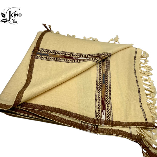 Cream Swati Stripe Shawl – Lightweight & Handmade Elegance