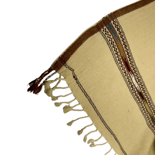 Cream Swati Stripe Shawl – Lightweight & Handmade Elegance