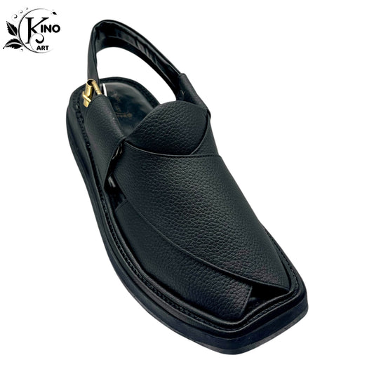 Pure Dark Black Dotted Peshawri Shoes – Premium Handmade Charsadda Chappal